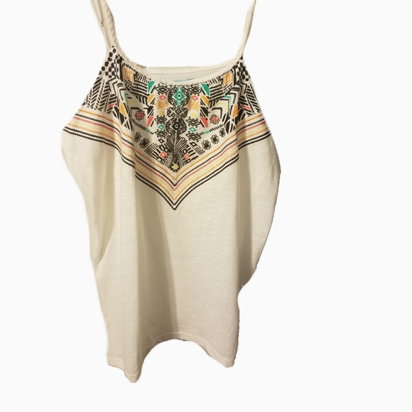 Maurices cream bold embroidered look tribal print